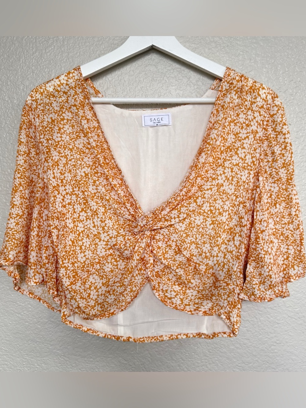 Sage the Label Golden Floral Cropped Blouse Size XS